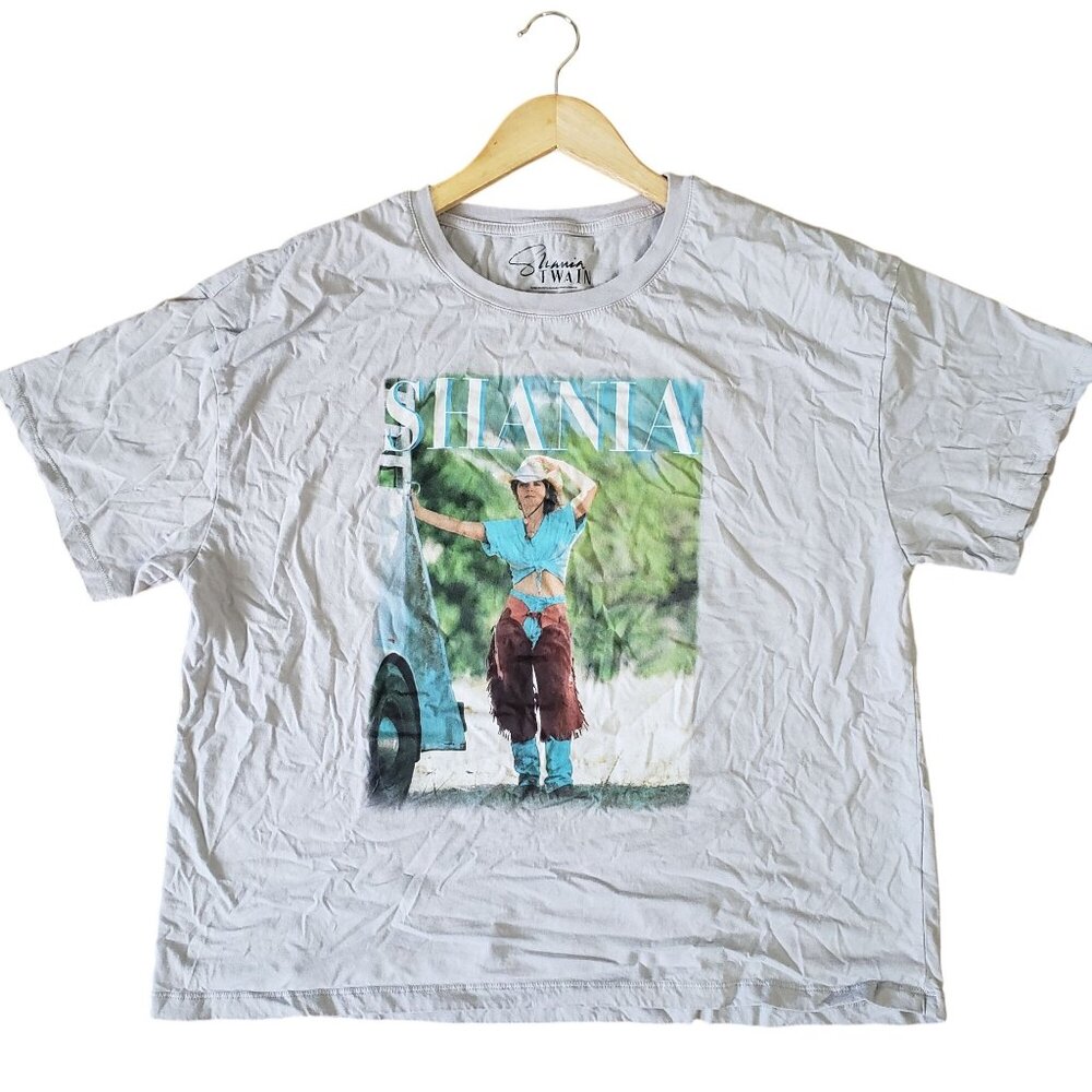 Shania Twain Graphic T-Shirt Size XLCotton Light Gray Short Sleeve Unisex Casual